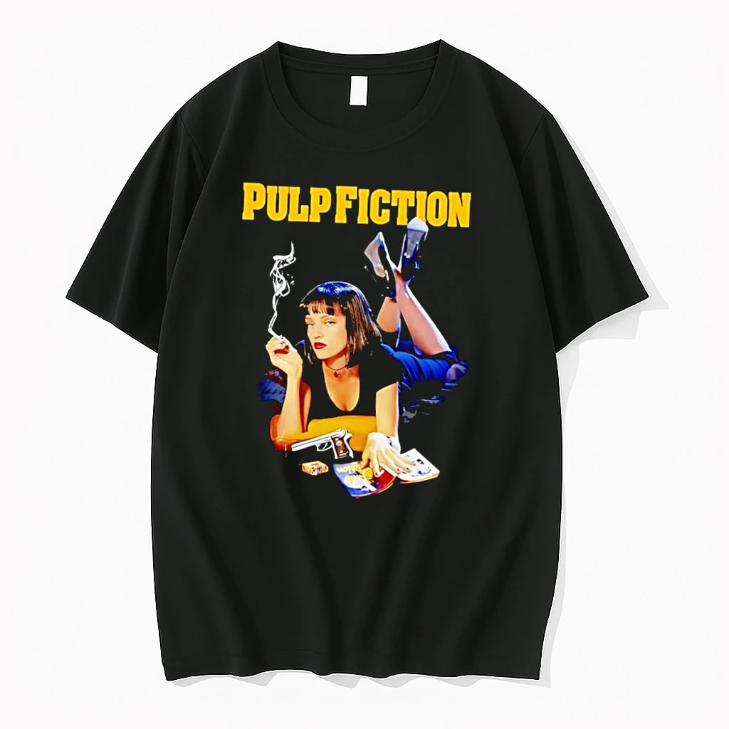 Officials Mia Wallace Smoking A Cigarette Pulp Fiction Black Premium T Shirt