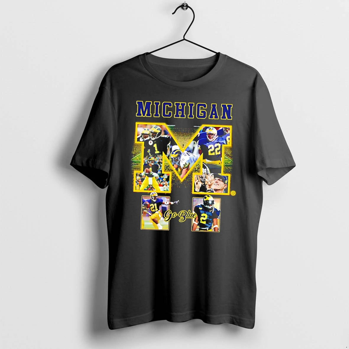 Officials Michigan Wolverines Go Blue Football Team Collage Tee Premium T Shirt