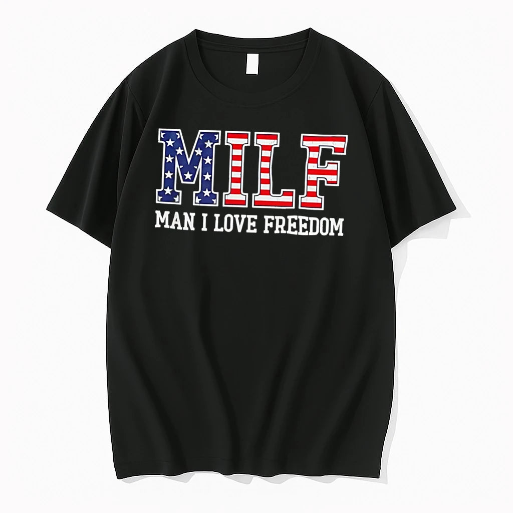Officials Milf Man I Love Freedom American Flag Tee Premium T Shirt