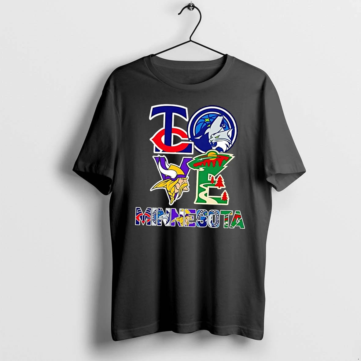 Officials Minnesota Love Sports Team Logos Black Premium T Shirt