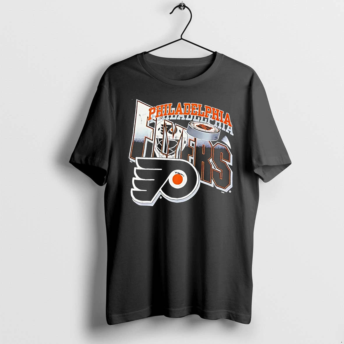 Officials Nhl Philadelphia Flyers Goalie Mask Logo Hockey Puck Black Premium T Shirt