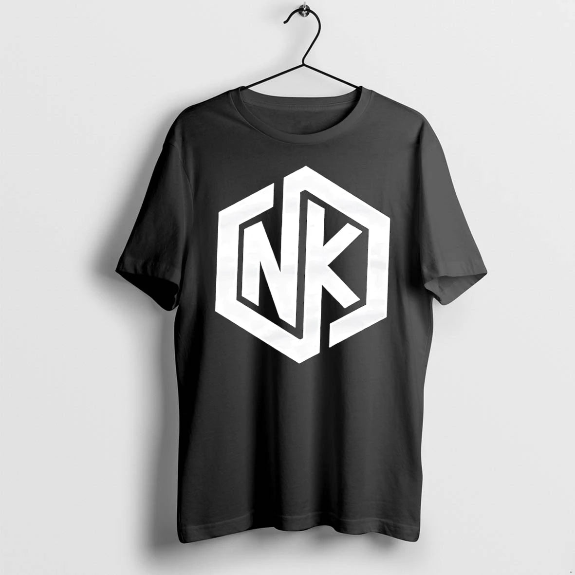 Officials Nk Logo Minimalist White Marble Effect Graphic Black Premium T Shirt