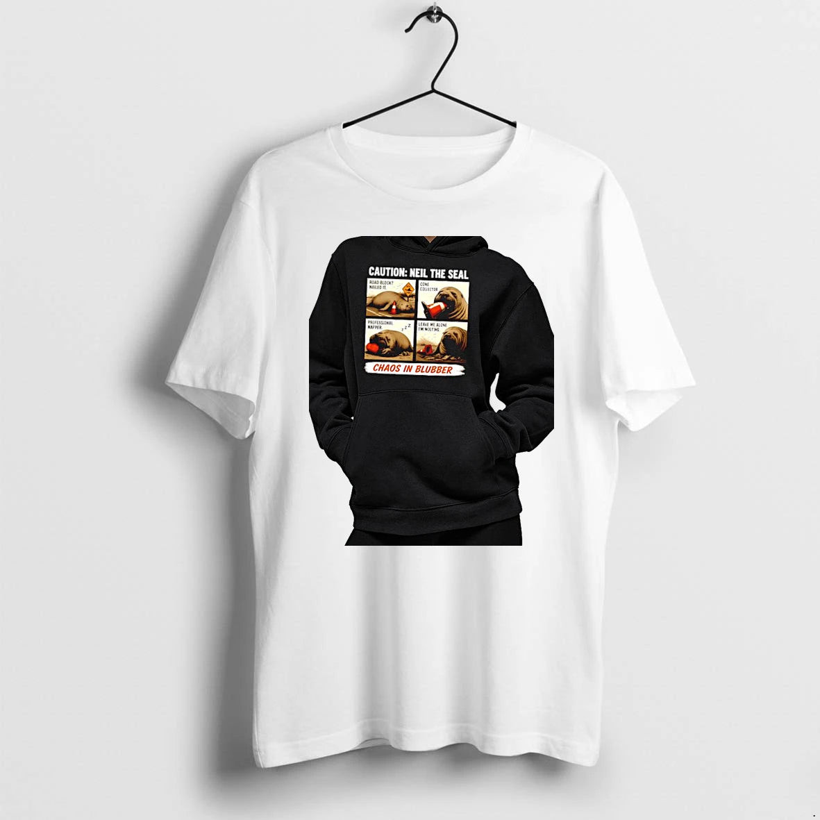 Officials Neil The Seal Caution Road Block Cone Collector Professional Napper Premium T Shirt