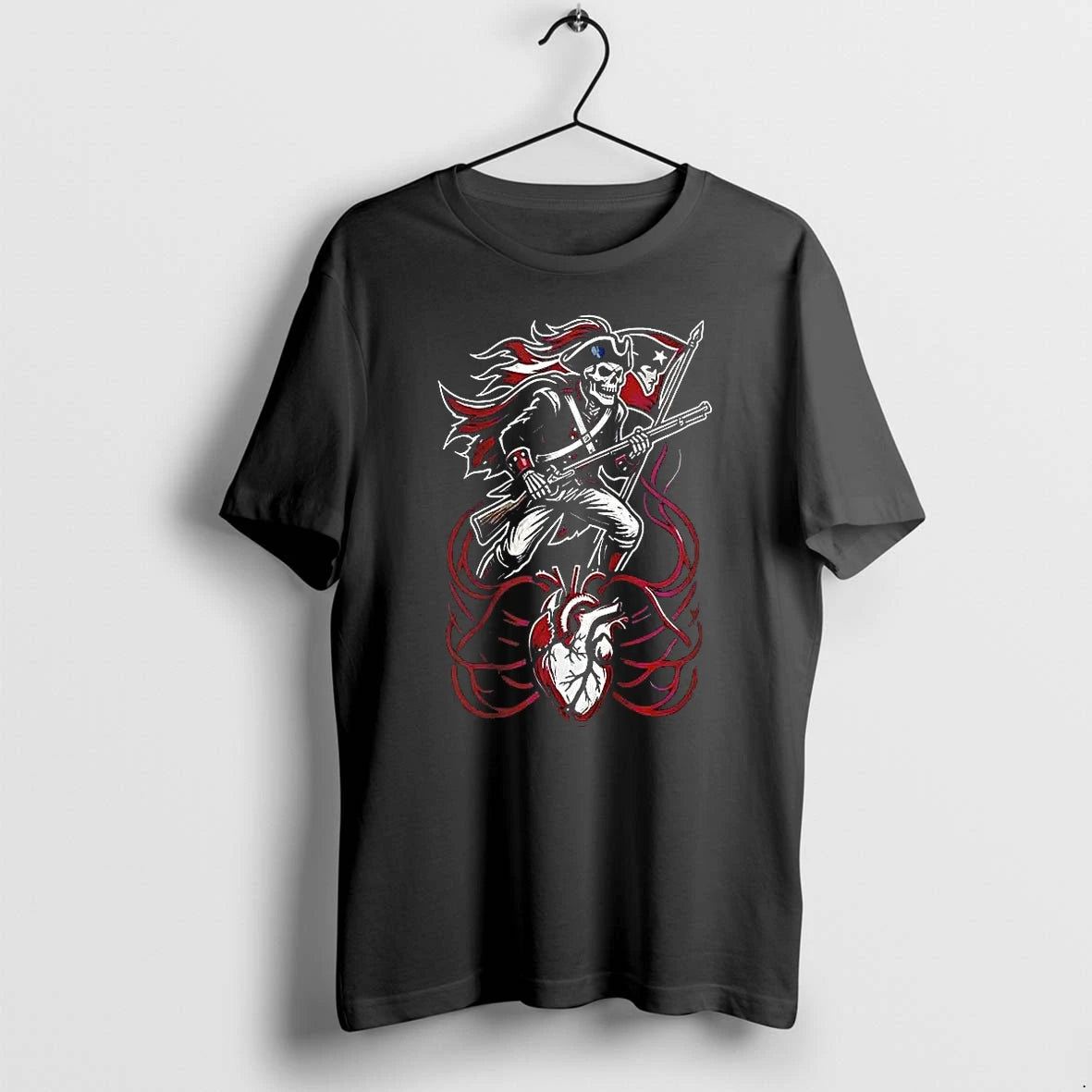Officials New England Patriots Runs In My Blood Mascot Skeleton Black Mens