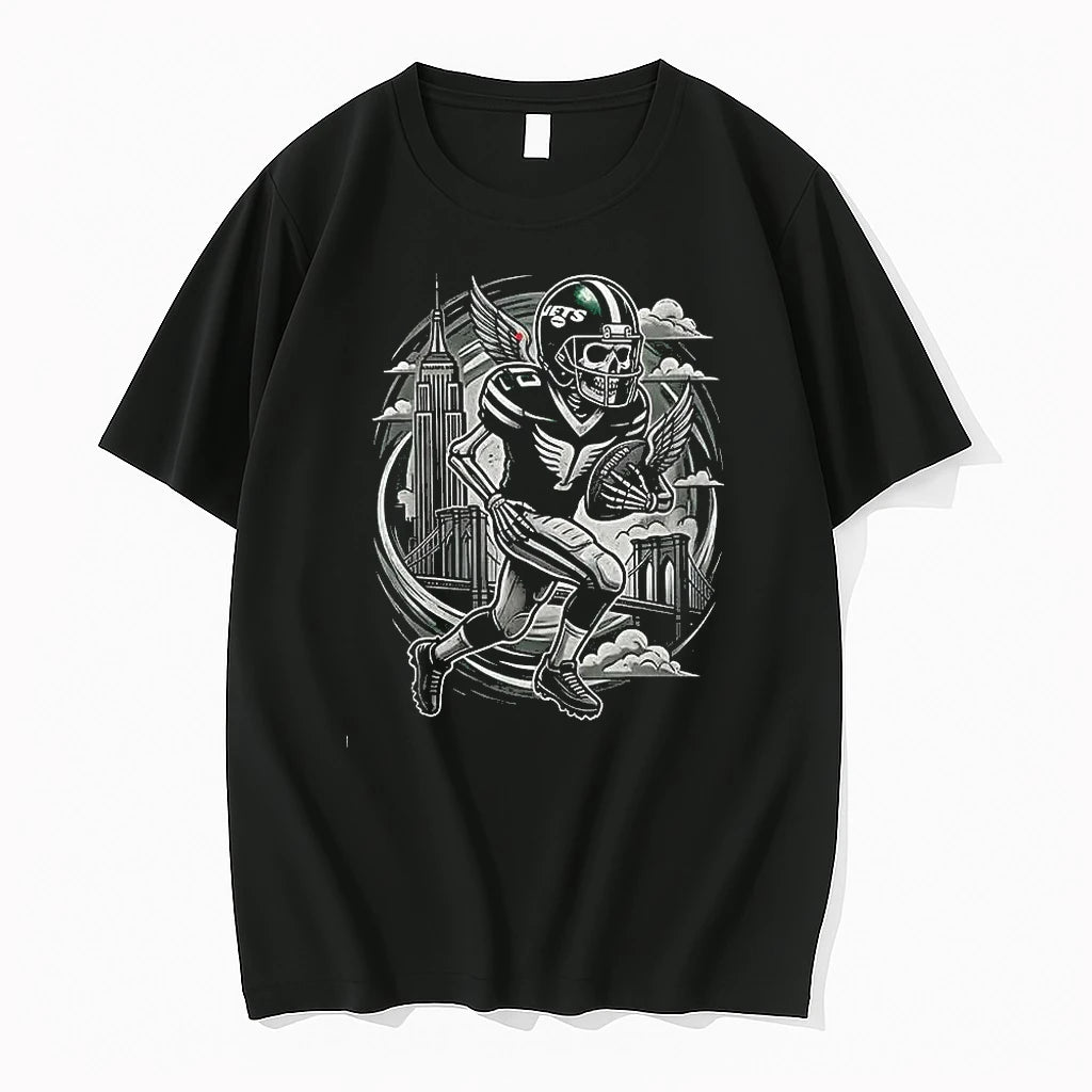 Officials New York Jets Runs In My Blood Mascot Skeleton Black Mens
