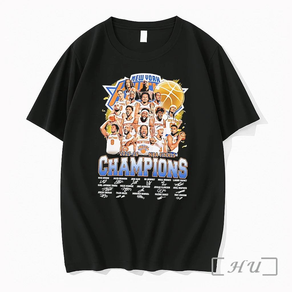 Officials New York Knicks 2025 2026 Nba Finals Champions Signature Graphic Tee Premium T Shirts