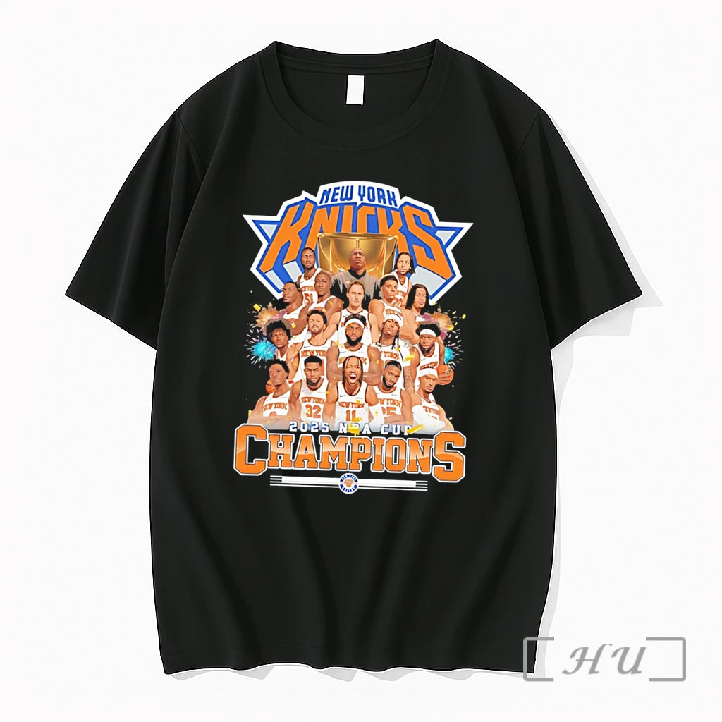 Officials New York Knicks 2025 Nba Cup Champions Team Collage Graphic Tee Premium T Shirts