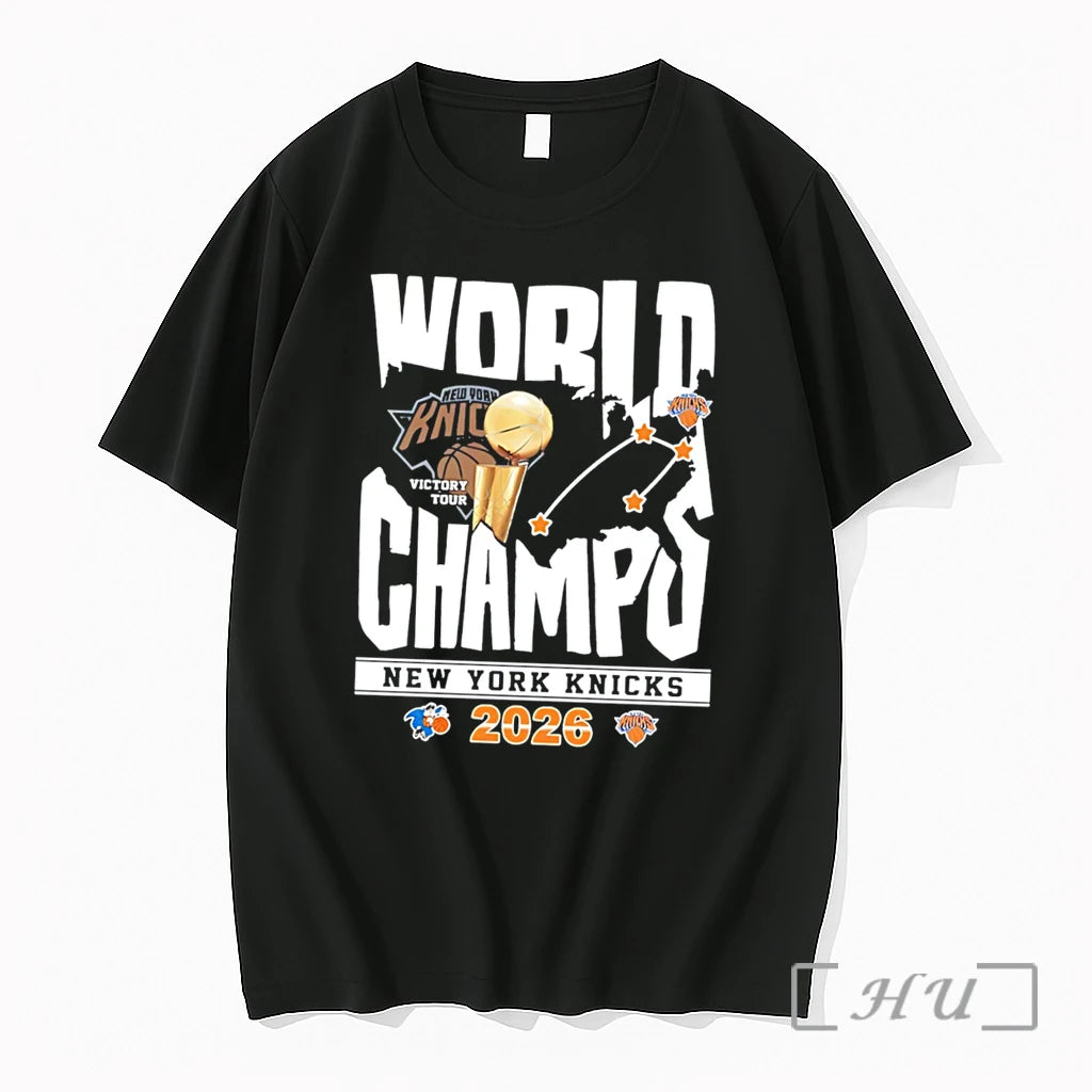 Officials New York Knicks 2026 Nba World Championship Victory Tour Graphic Tee Premium T Shirts