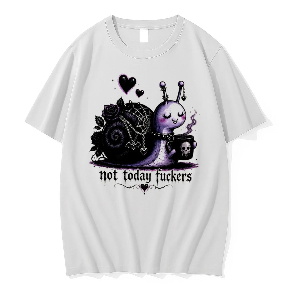 Officials Not Today Fuckers Goth Snail With Coffee And Roses Tee Premium T Shirt