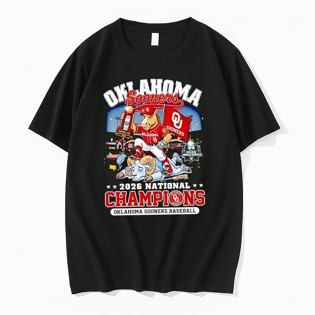 Officials Oklahoma Sooners 2026 National Champions Oklahoma Sooners Baseball Mascot Premium T Shirt