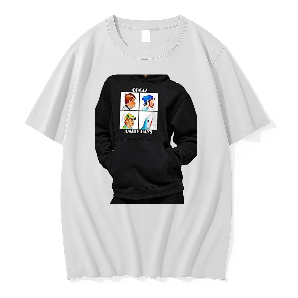 Officials Orcaz Amity Days Demon Days And Jaws Parody Premium T Shirt