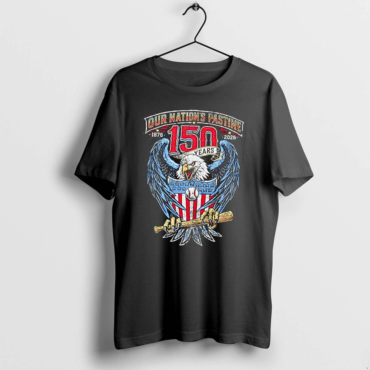 Officials Our Nations Pastime 150 Years 1876 2026 Eagle Baseball Black Premium T Shirt