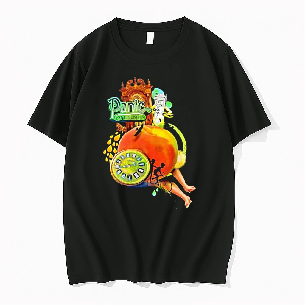 Officials Panic At The Disco Surreal Clock Peach Bicycle Bird Premium T Shirt