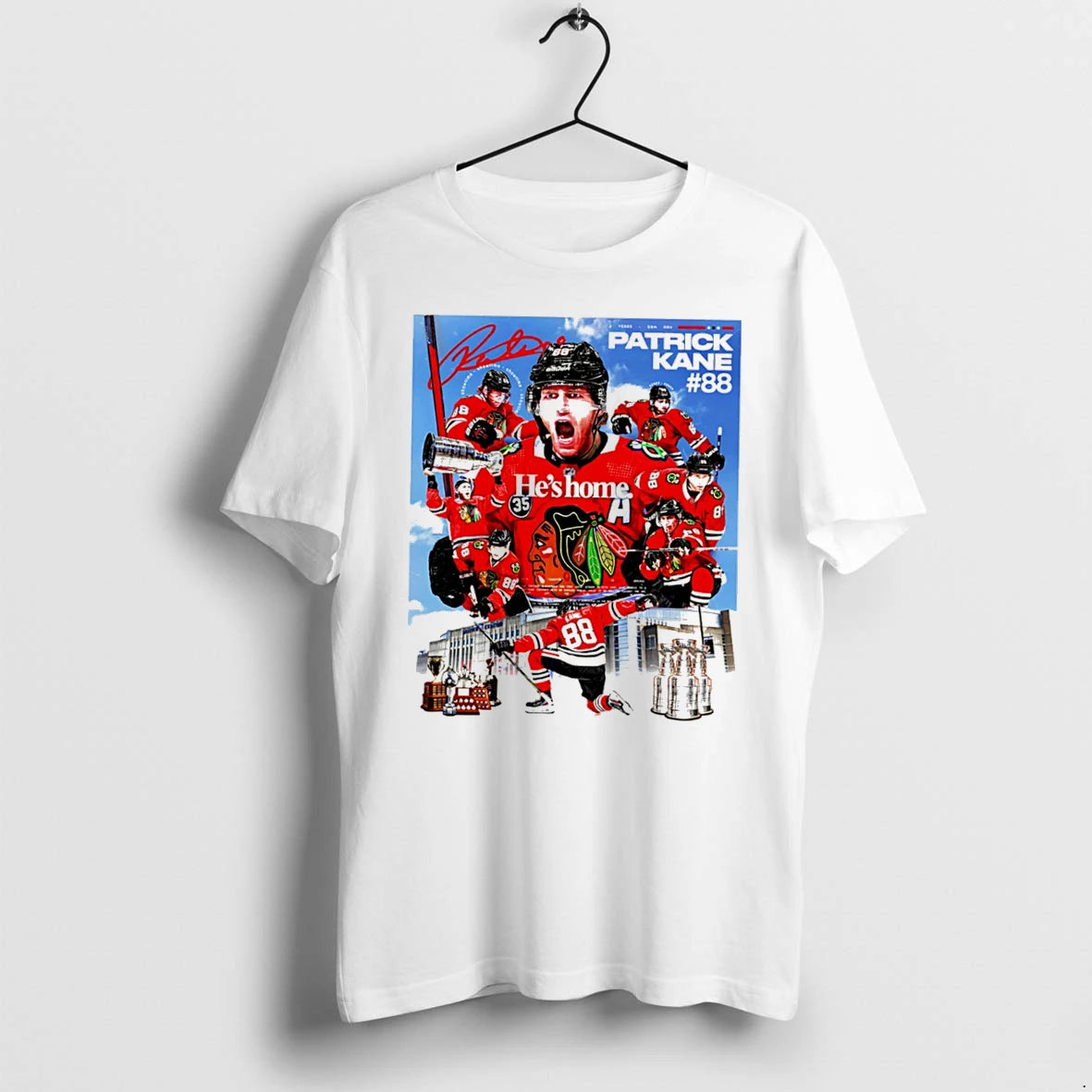 Officials Patrick Kane Chicago Blackhawks Hes Home Signature Tee Premium T Shirt