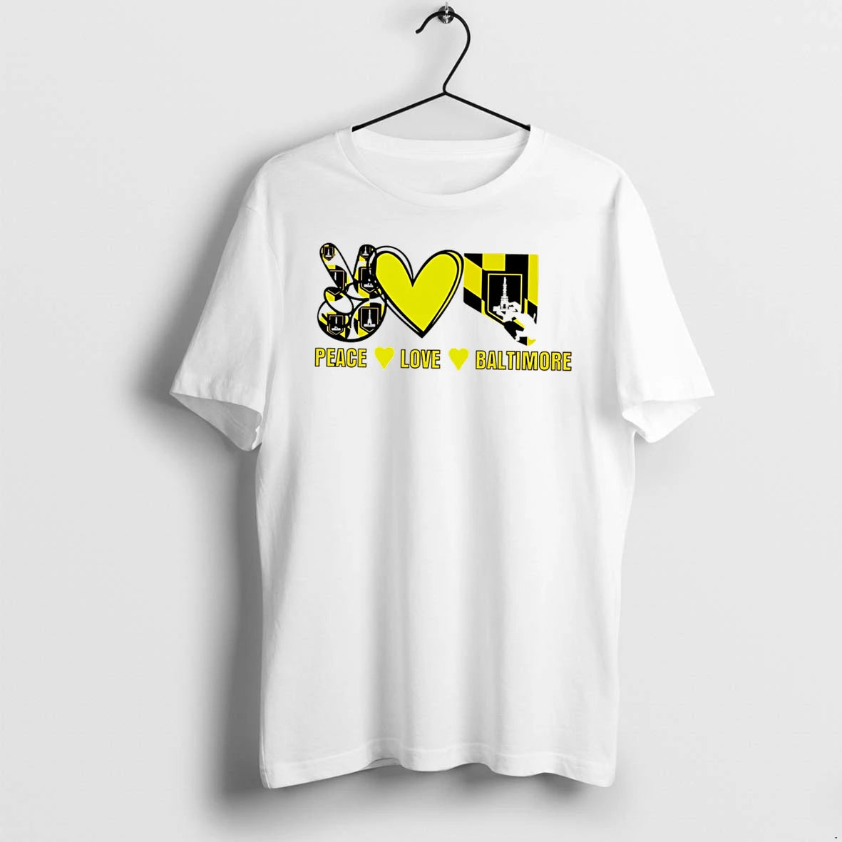 Officials Peace Love Baltimore Maryland Flag Charm City Tee Premium T Shirt