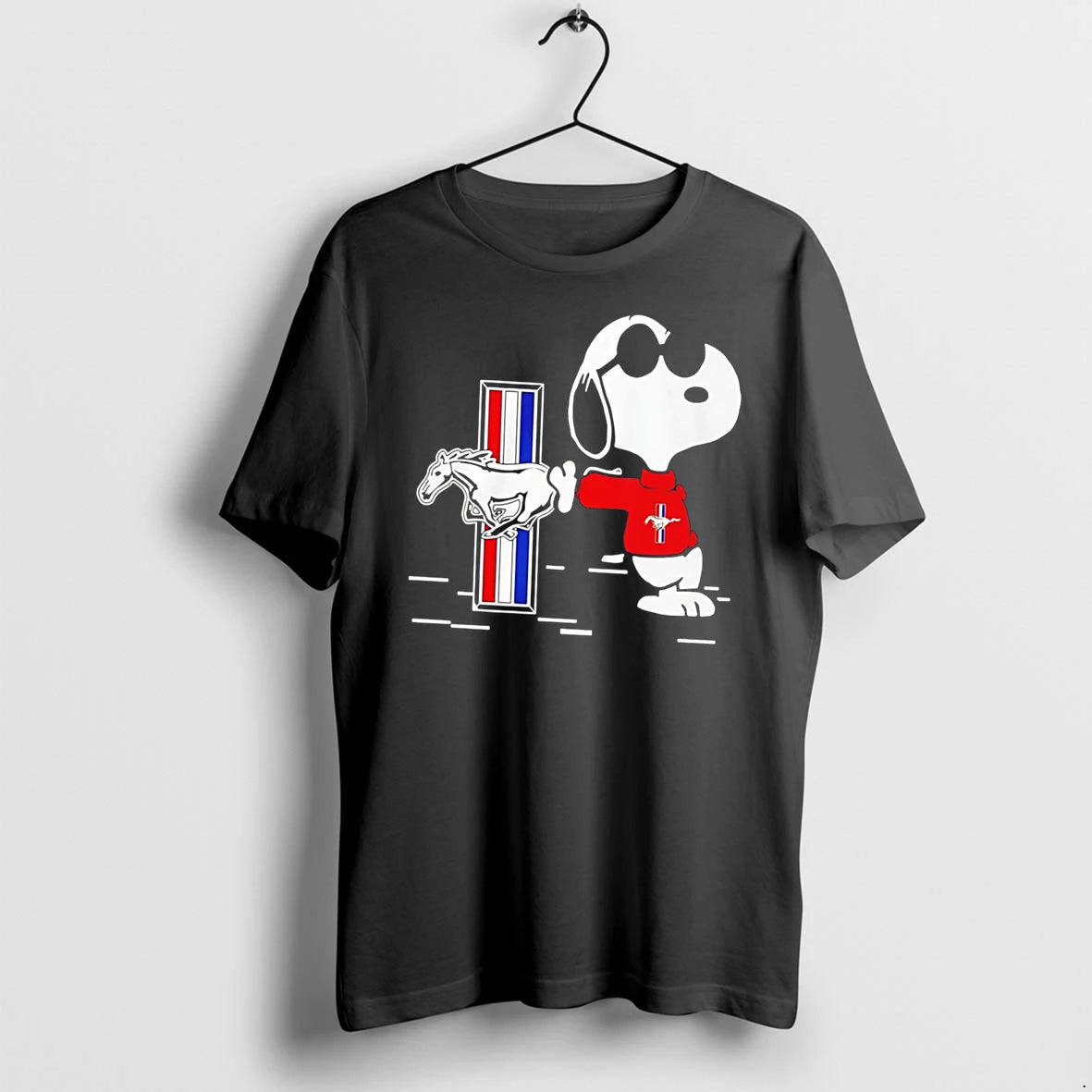 Officials Peanuts Snoopy Ford Mustang Car Logo Tee Premium T Shirt