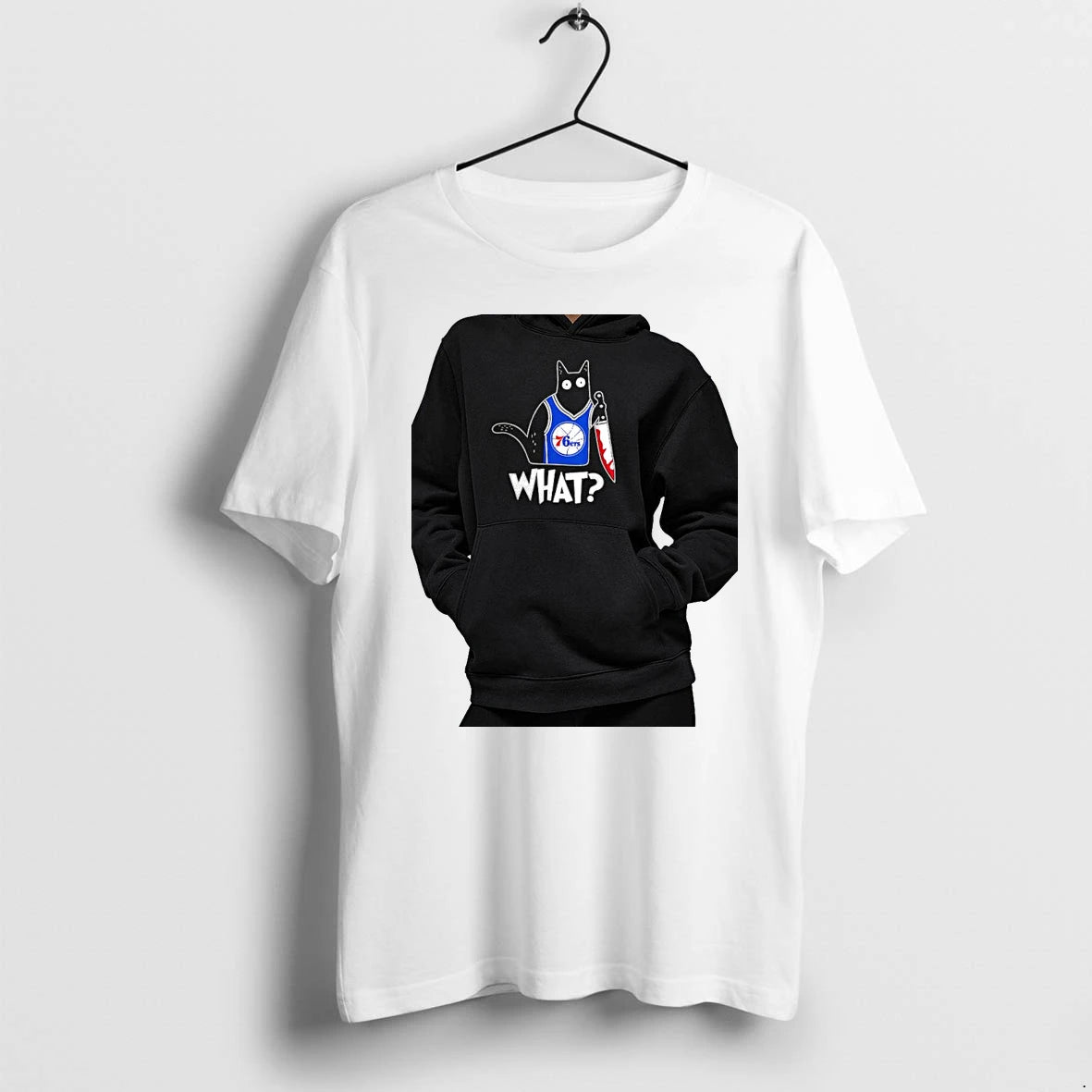 Officials Philadelphia 76ers Cat With A Knife What Halloween Premium T Shirt