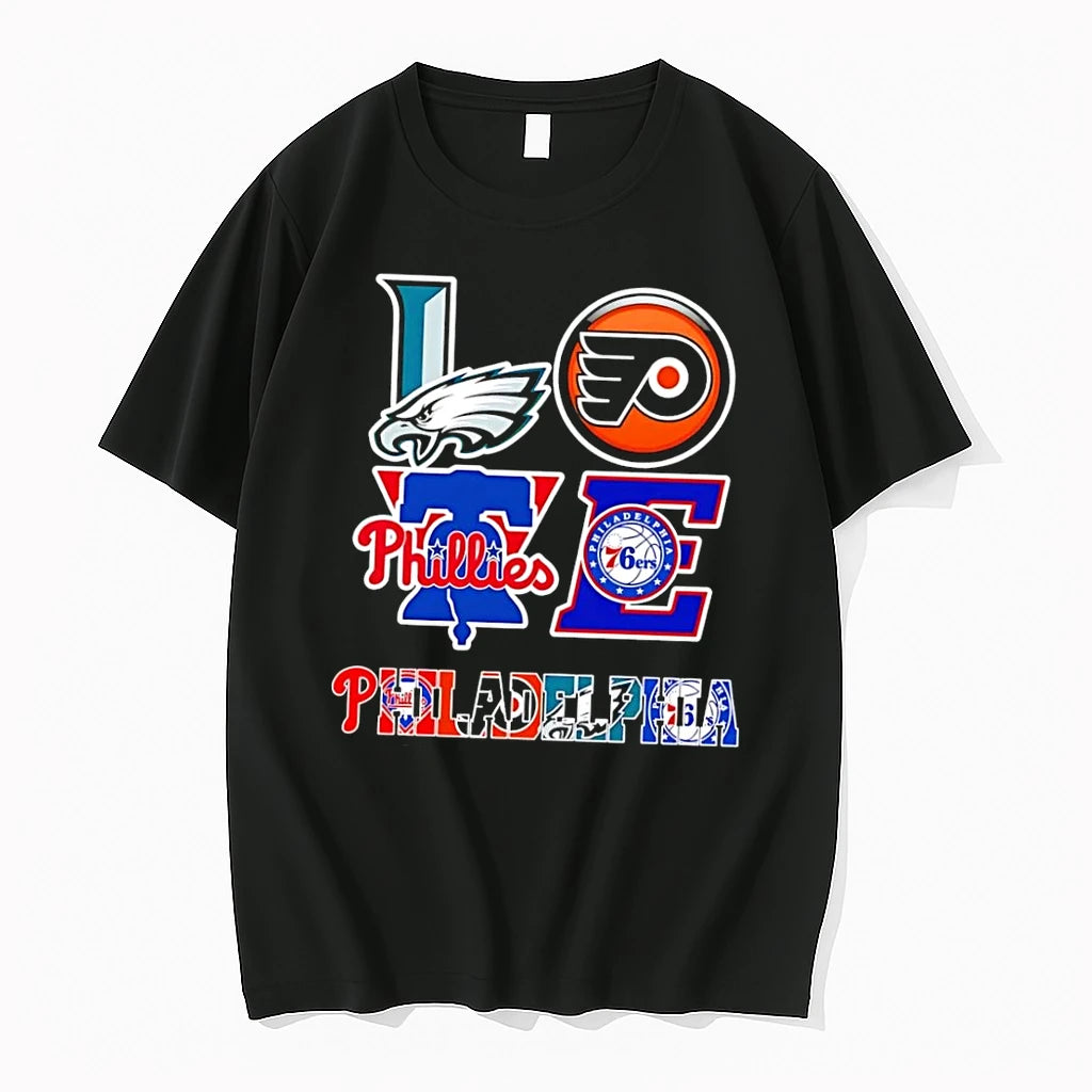 Officials Philadelphia Love Eagles Flyers Phillies 76ers Black Premium T Shirt