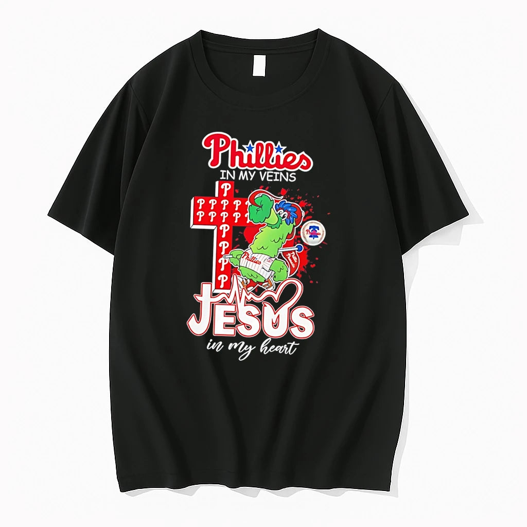 Officials Philadelphia Phillies In My Veins Jesus In My Heart Mascot Tee