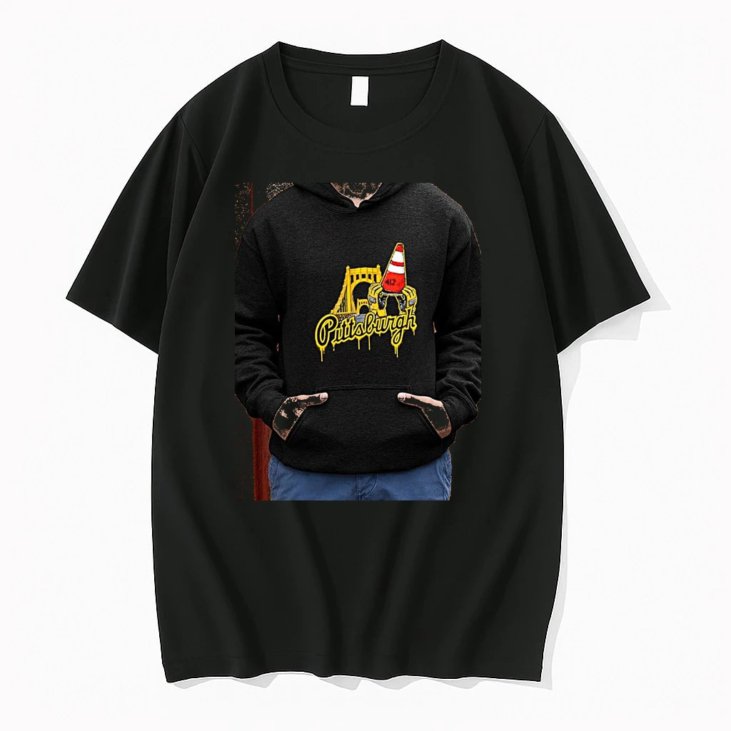 Officials Pittsburgh 412 City Of Bridges Construction Cone Construction Worker Hands Premium T Shirt