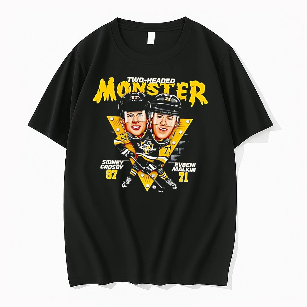 Officials Pittsburgh Penguins Two Headed Monster Sidney Crosby Evgeni Malkin Black Premium T Shirt