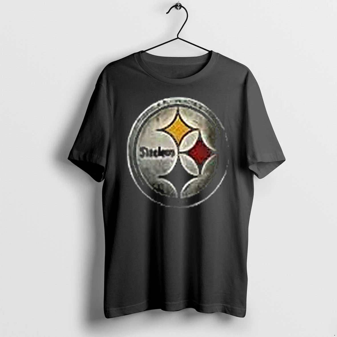 Officials Pittsburgh Steelers Runs In My Blood Mascot Skeleton Black Mens Premium T Shirt