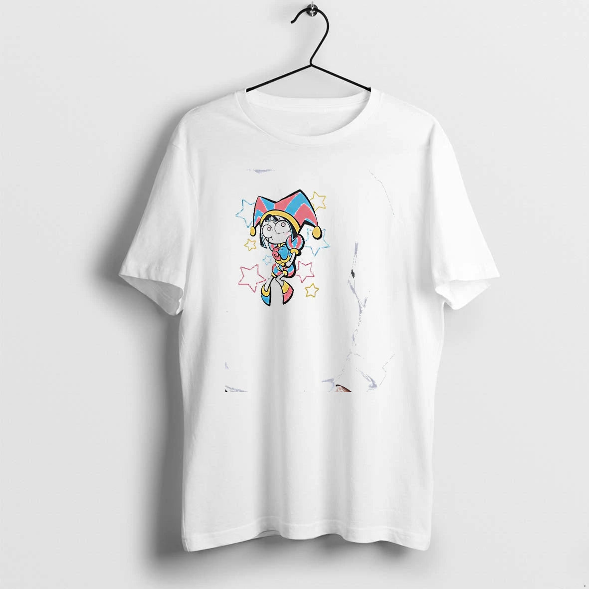Officials Pomni The Amazing Digital Circus Character And Star Pattern Illustration Premium T Shirt