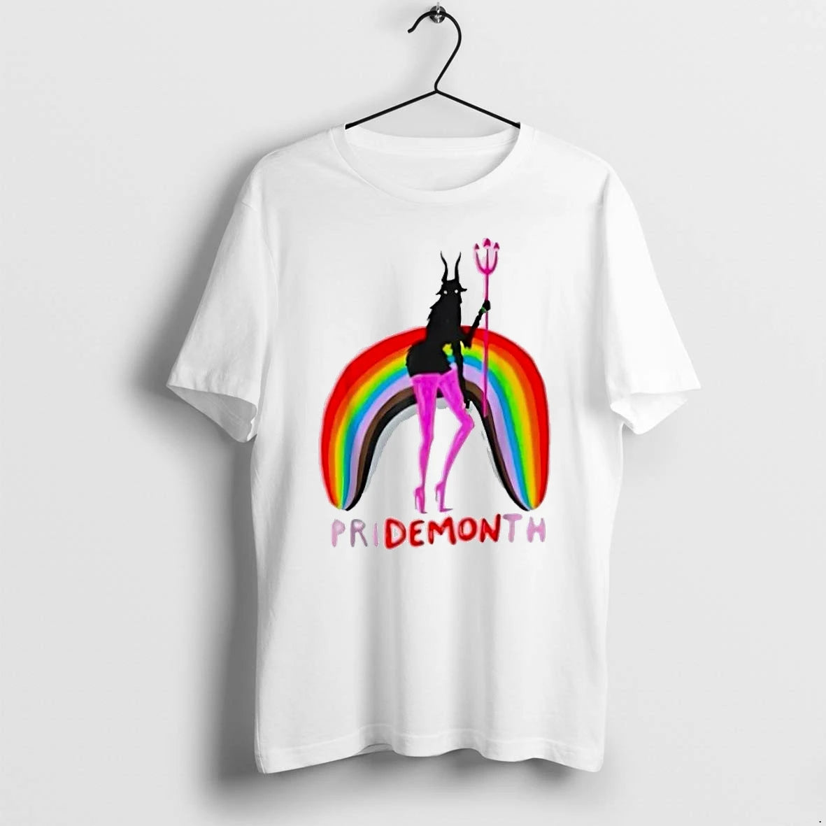 Officials Pride Month Demon With Trident And Rainbow Premium T Shirt