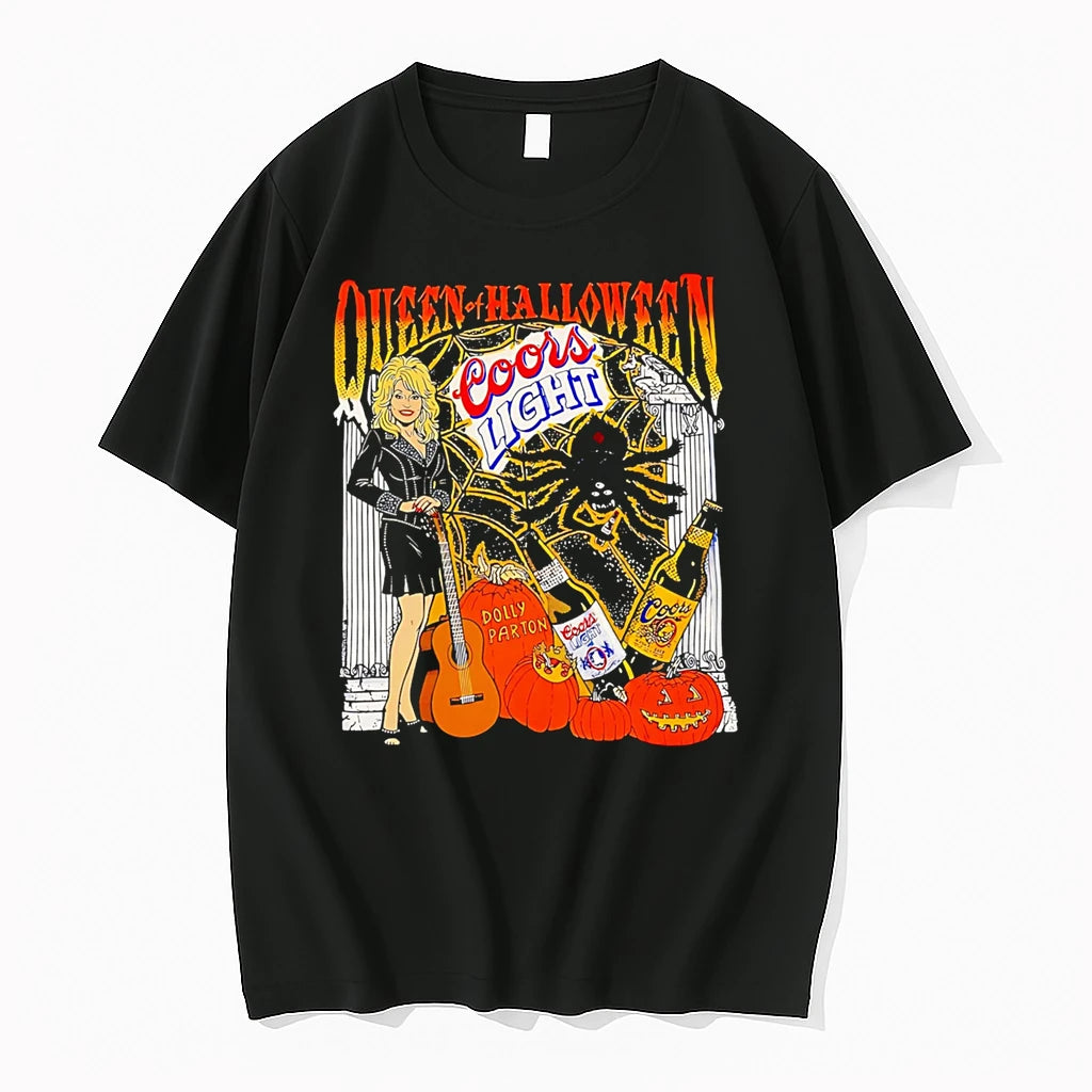 Officials Queen Of Halloween Coors Light Dolly Parton Premium T Shirt
