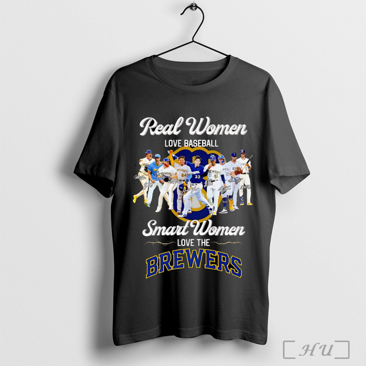 Officials Real Women Love Baseball Smart Women Love The Brewers Signatures Shirt Sweater Longsleeve