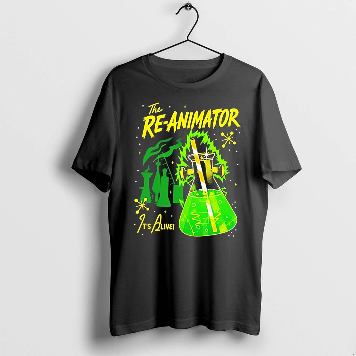 Officials Reanimator The Reanimator It Is Alive Flask Laboratory Horror Film Tee