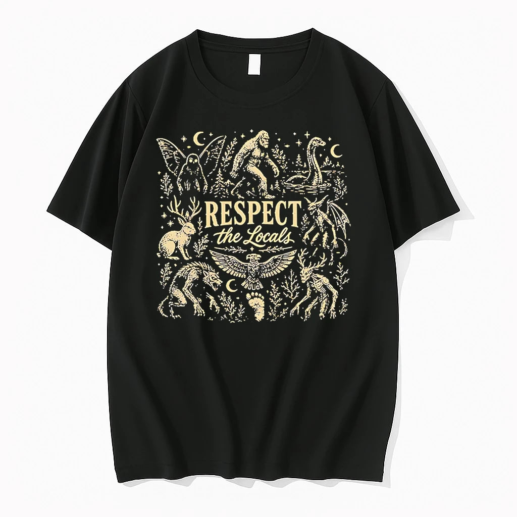 Officials Respect The Locals Bigfoot Mothman Loch Ness Monster Cryptid Premium T Shirt