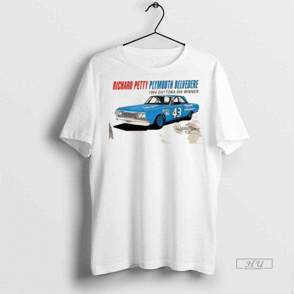 Officials Richard Petty Plymouth Belvedere 1964 Daytona 500 Winner Signature Graphic Tee Shirt Sweater