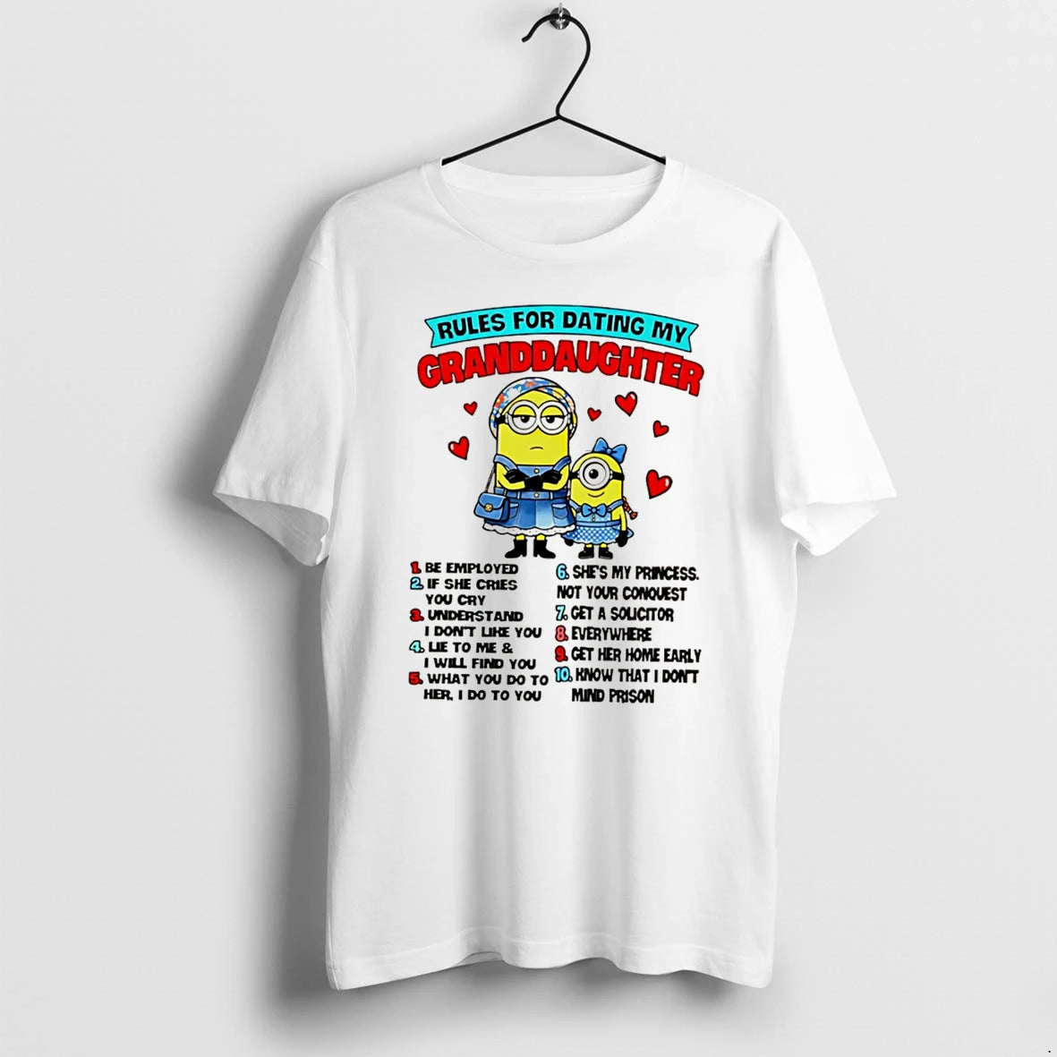 Officials Rules For Dating My Granddaughter Minions Funny Quote Tee Premium T Shirt