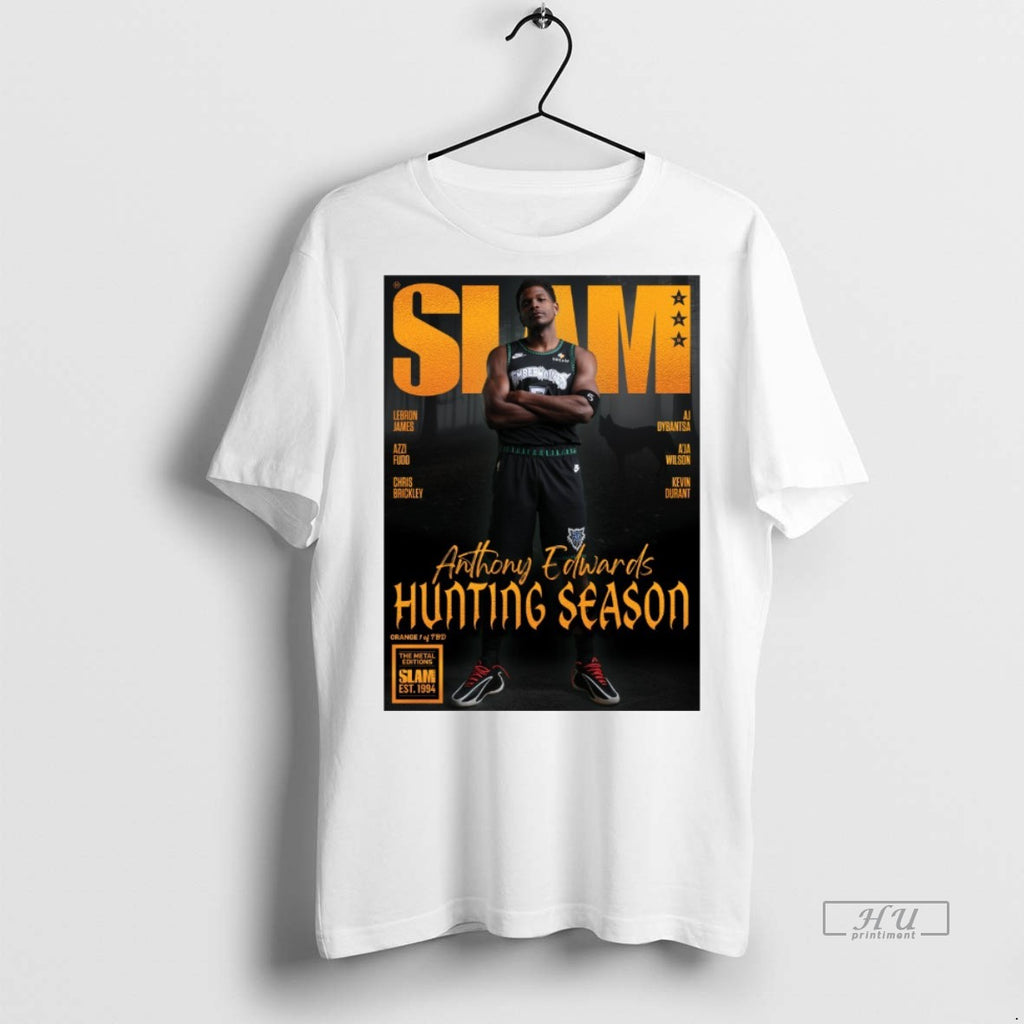 Officials Slam 259 Anthony Edwards Minnesota Timberwolves Basketball Magazine Hunting Season Graphic Tee Shirt Sweater
