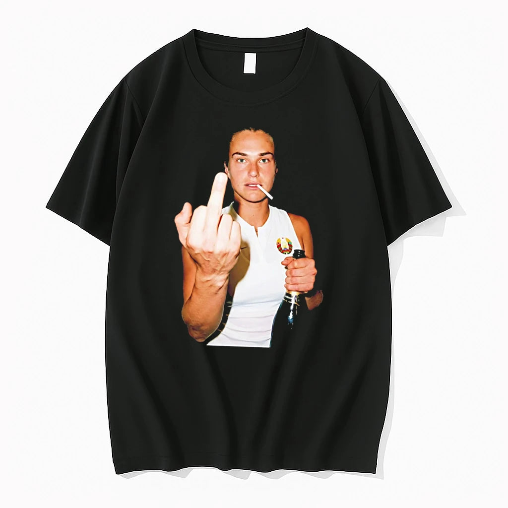 Officials Sabalenka Rebellious Film Tennis Middle Finger And Smoking Tee Premium T Shirt