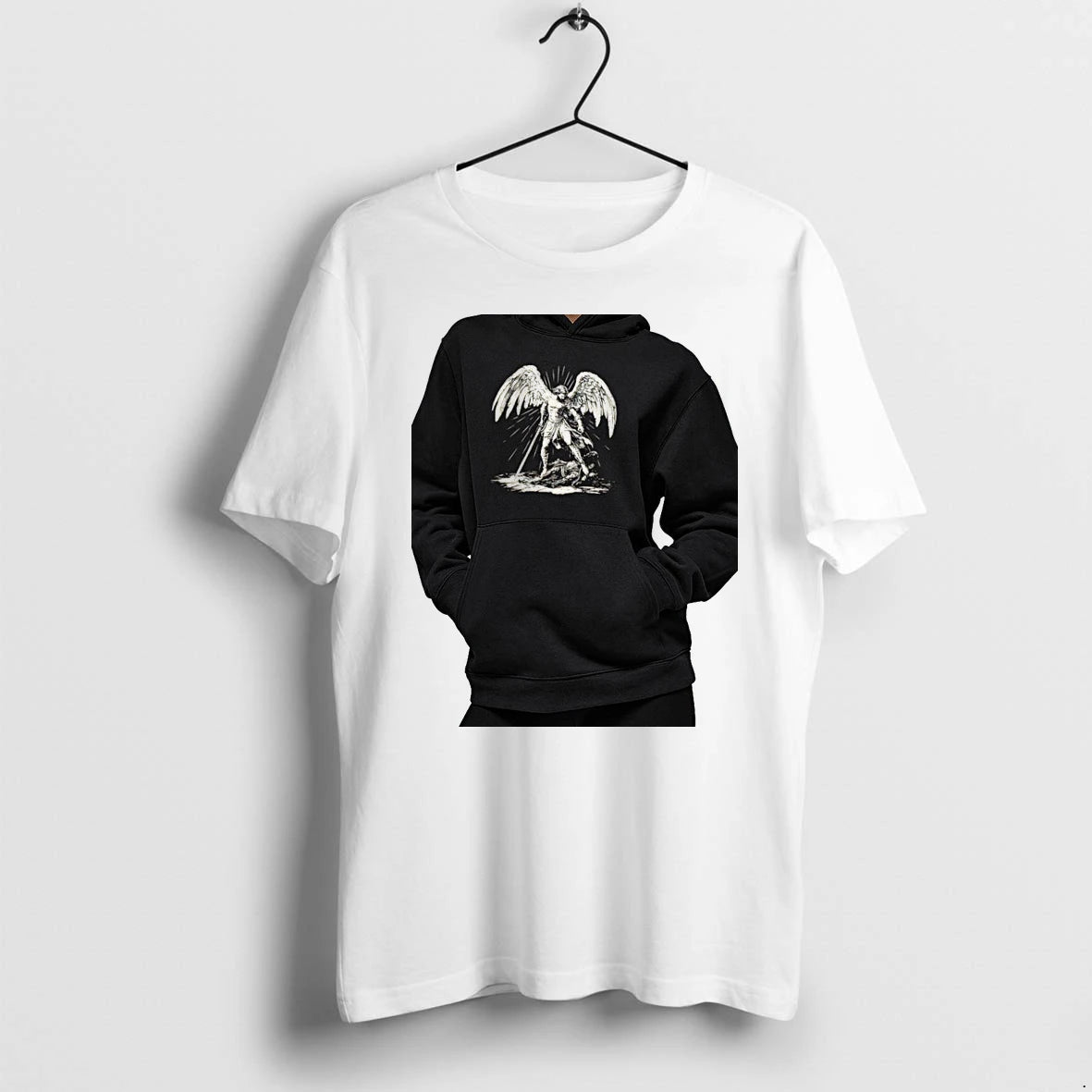 Officials Saint Michael The Archangel Defeating Satan Biblical Religious Art Christian Premium T Shirt
