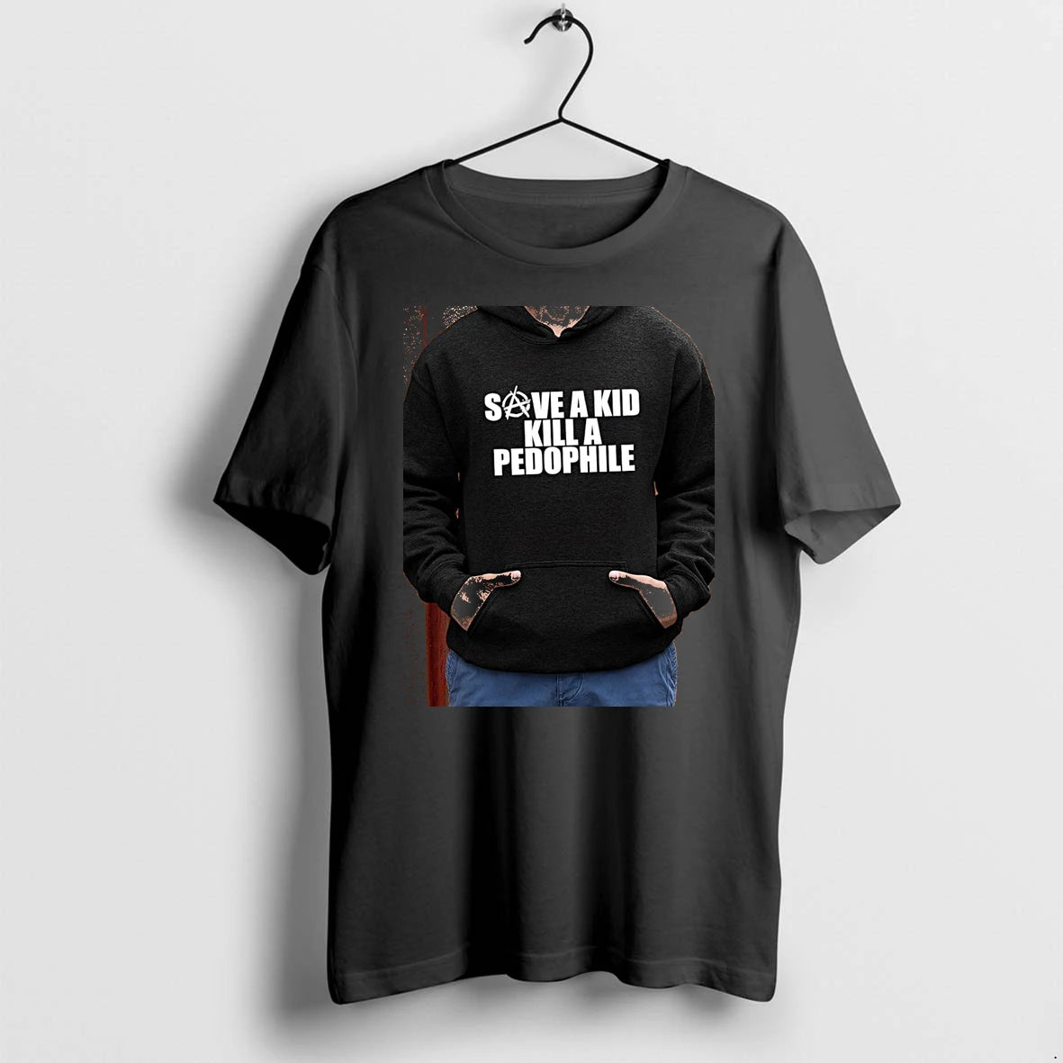 Officials Save A Kid Kill A Pedophile Anarchy Symbol Message Premium T Shirt