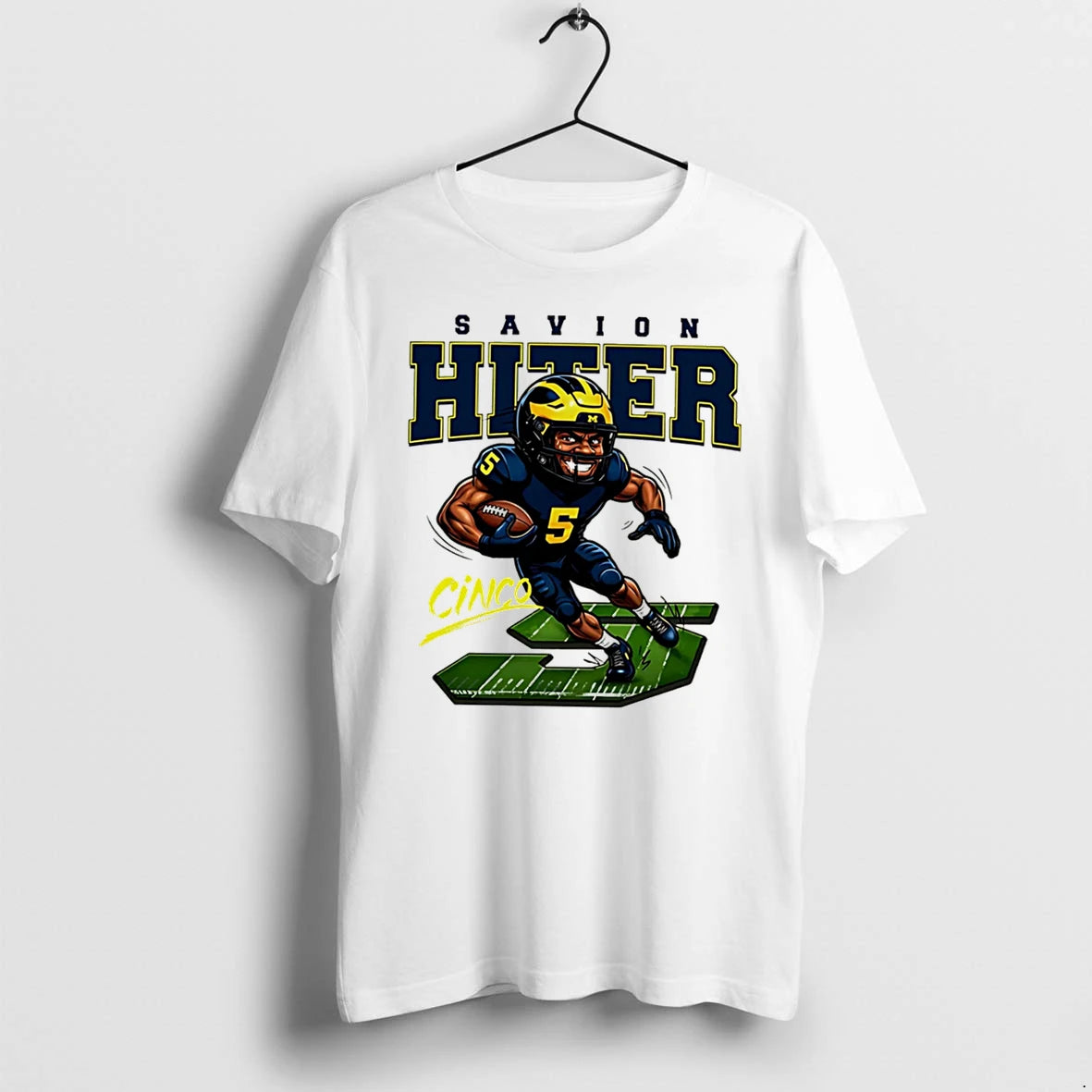 Officials Savion Hiter Michigan Football Cinco Caricature Tee Premium T Shirt