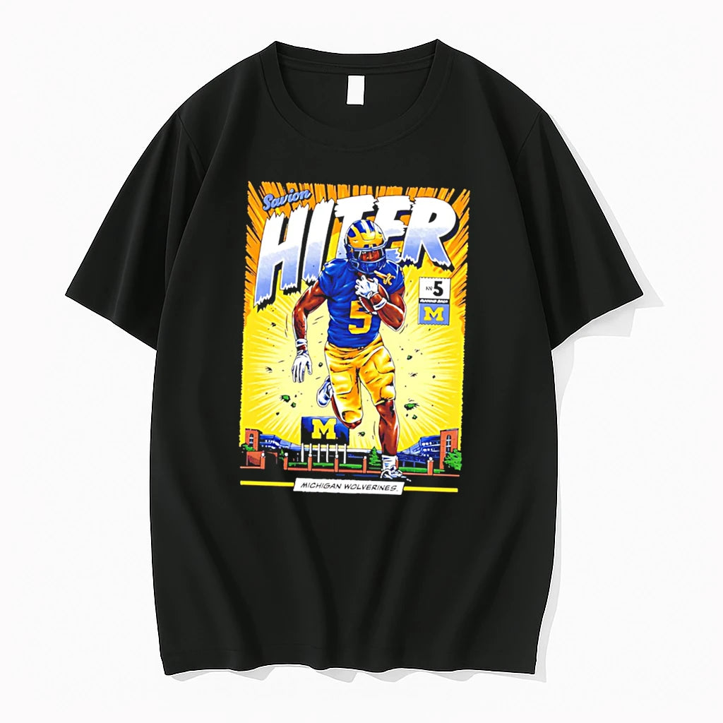 Officials Savion Hiter Michigan Wolverines Football Comic Tee Premium T Shirt
