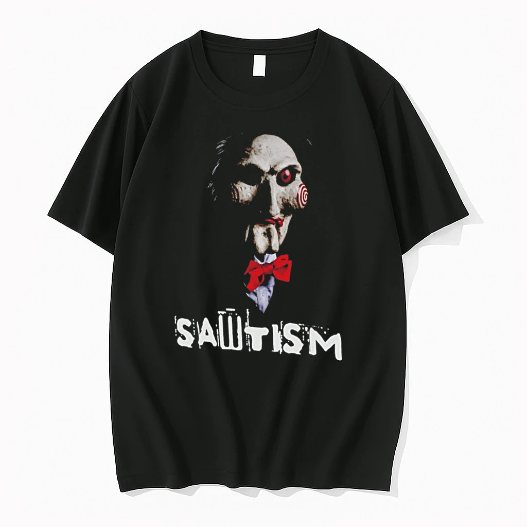 Officials Sawtism Billy Puppet Horror Saw Jigsaw Dark Humor Tee Premium T Shirt