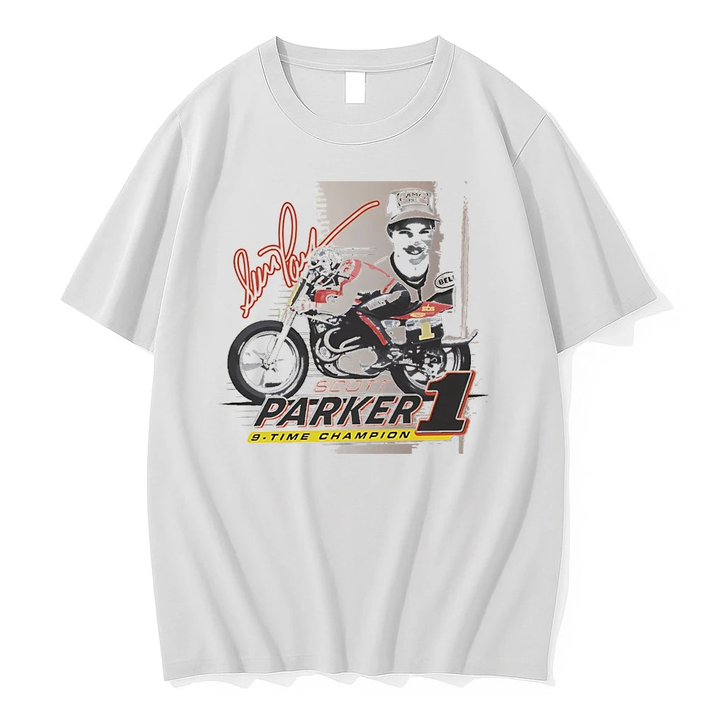 Officials Scott Parker 9 Time Champion Harley Davidson Motorcycle Racing White Premium T Shirt
