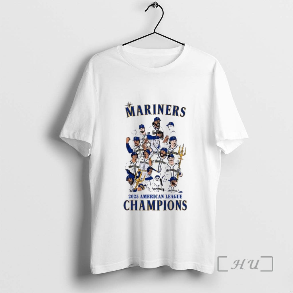 Officials Seattle Mariners 2025 American League Champions Caricature Tee Shirt Sweater