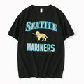 Officials Seattle Mariners Golden Retriever Puppy Holding Baseball Bat Black Premium T Shirt
