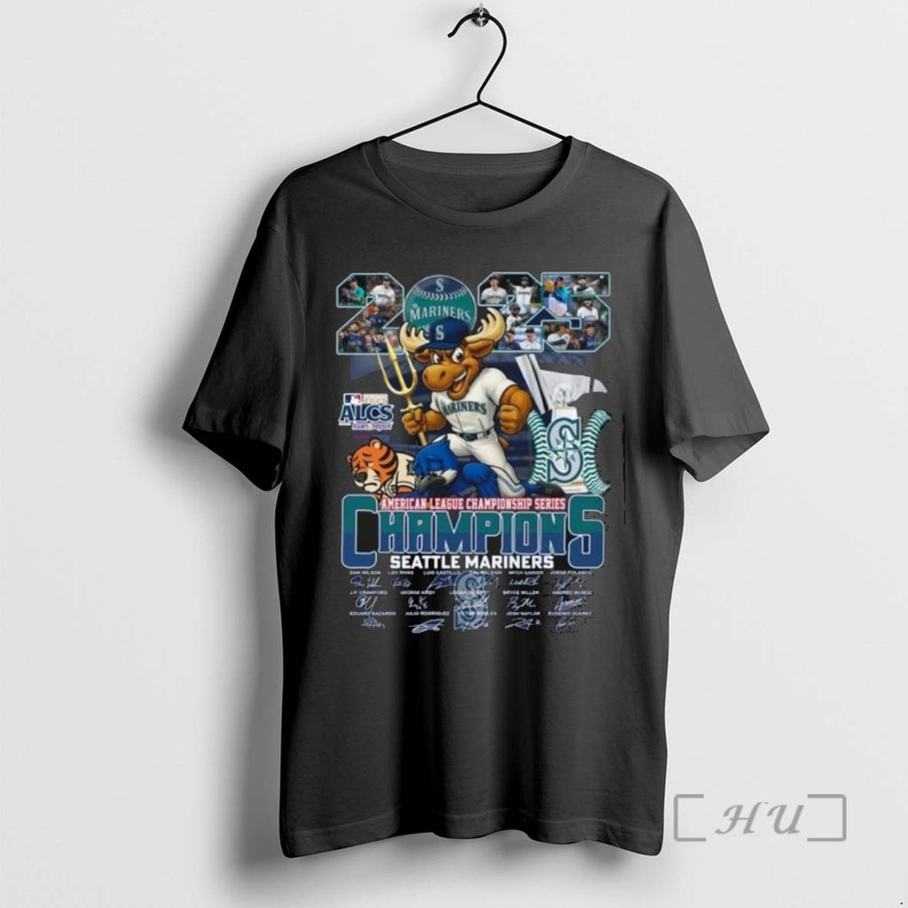 Officials Seattle Mariners Mascot 2025 American League Championship Series Champions Signatures T Men