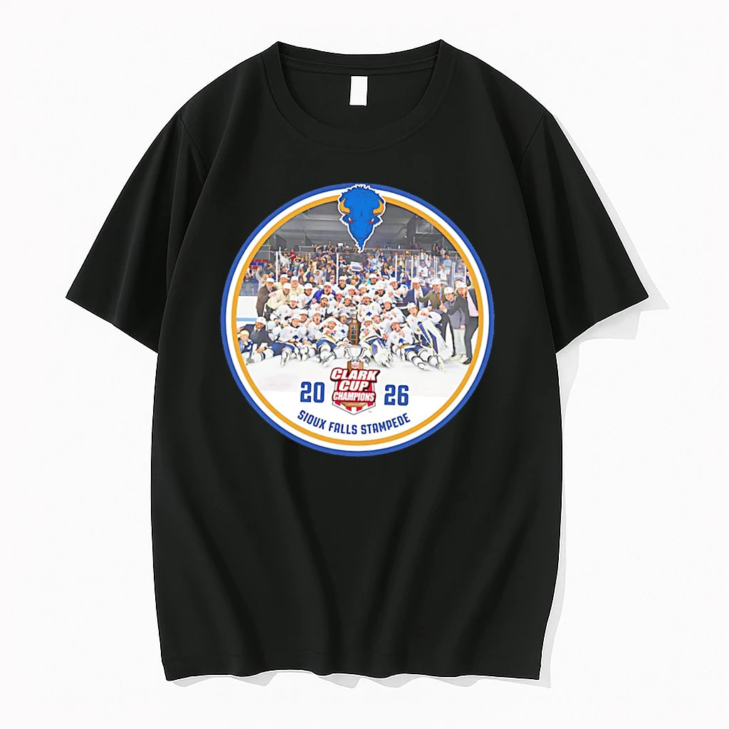 Officials Sioux Falls Stampede 2026 Clark Cup Champions All Team Graphic Tee