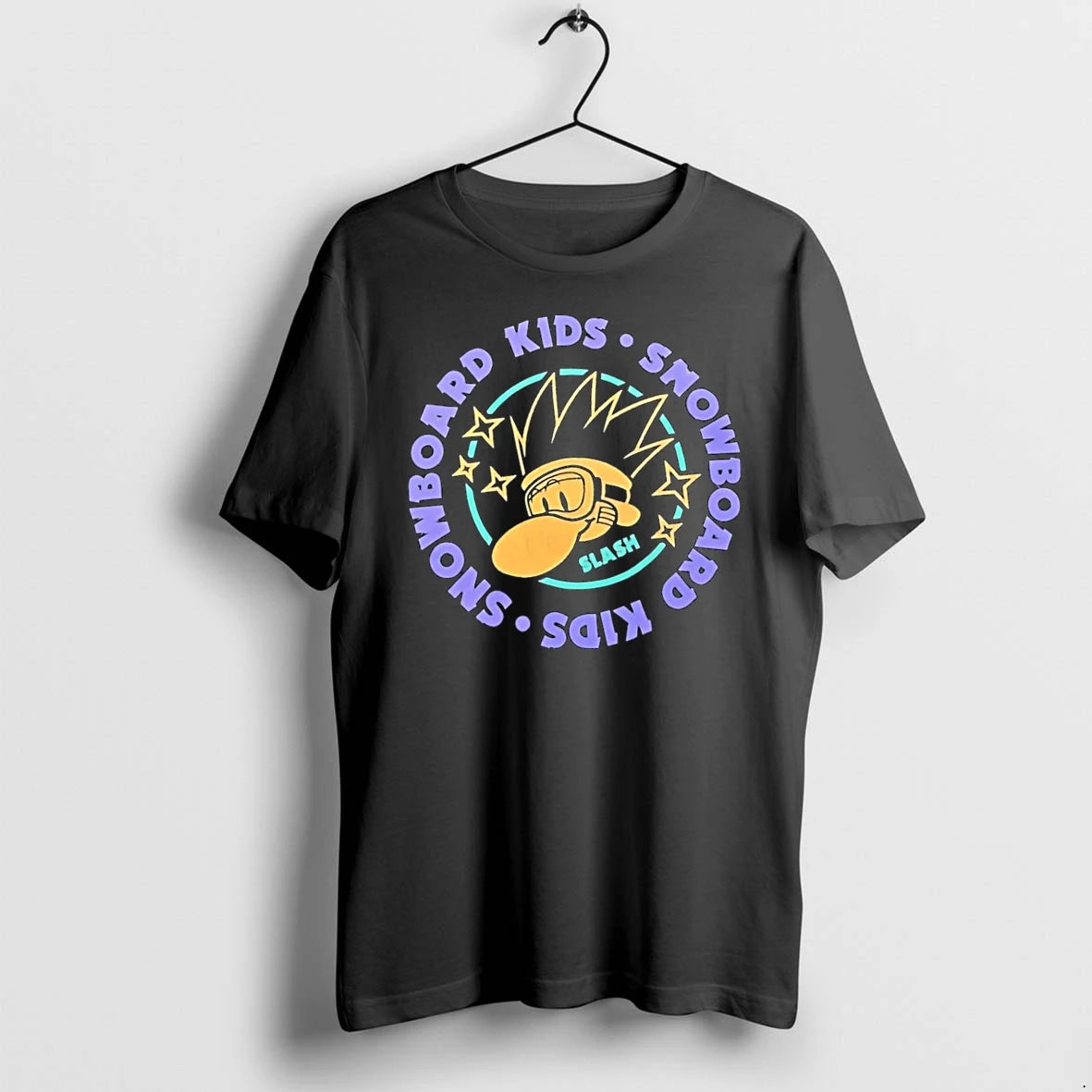 Officials Slash Snowboard Kids Logo Character Black Premium T Shirt