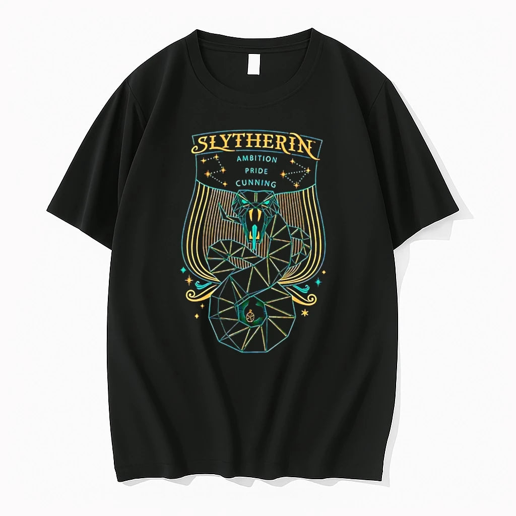 Officials Slytherin Geometric Snake Ambition Pride Cunning 2026 Edition Black Premium T Shirt