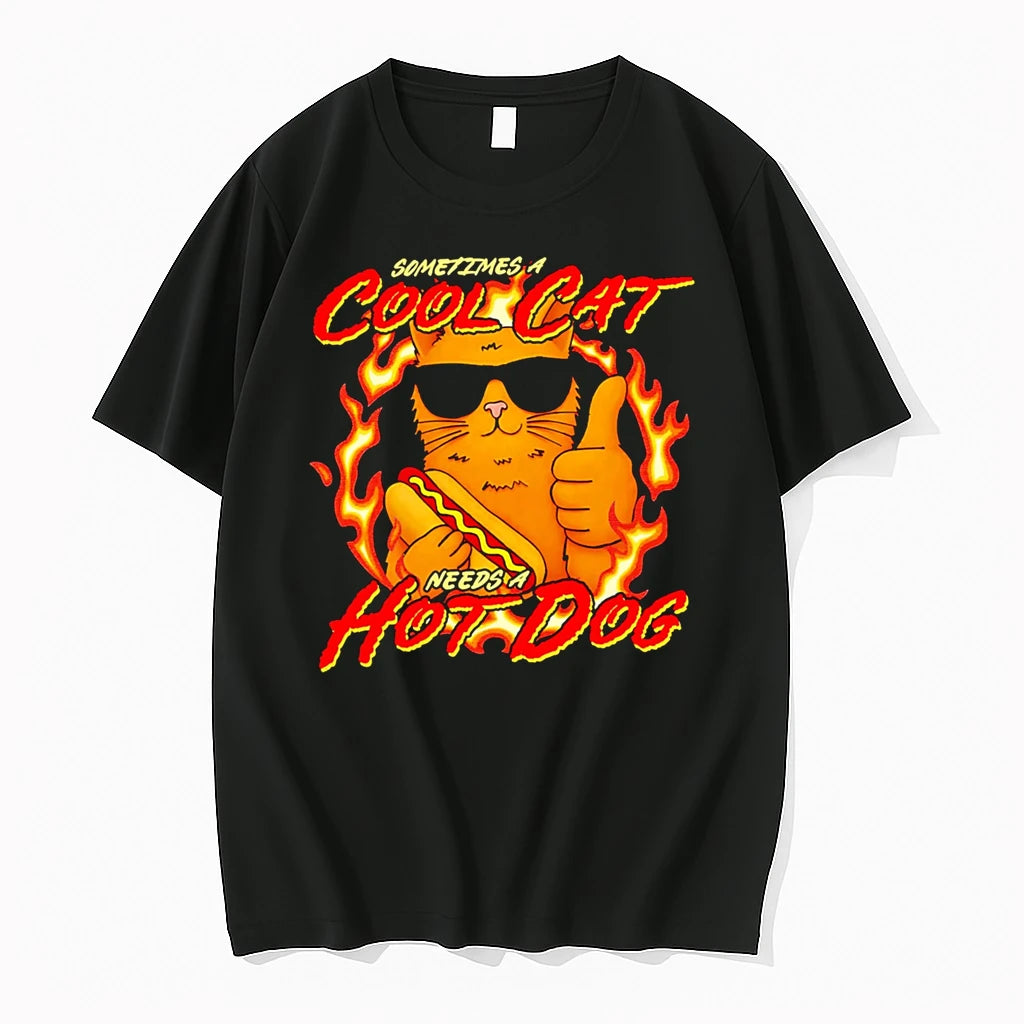 Officials Sometimes A Cool Cat Needs A Hot Dog Cat Premium T Shirt