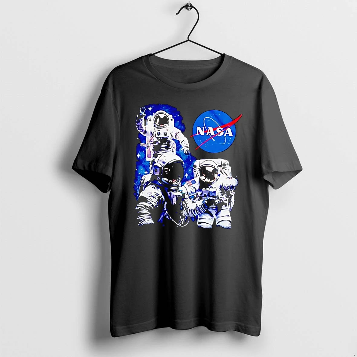 Officials Space Exploration Three Astronauts Floating In Deep Space Nasa Black Premium T Shirt